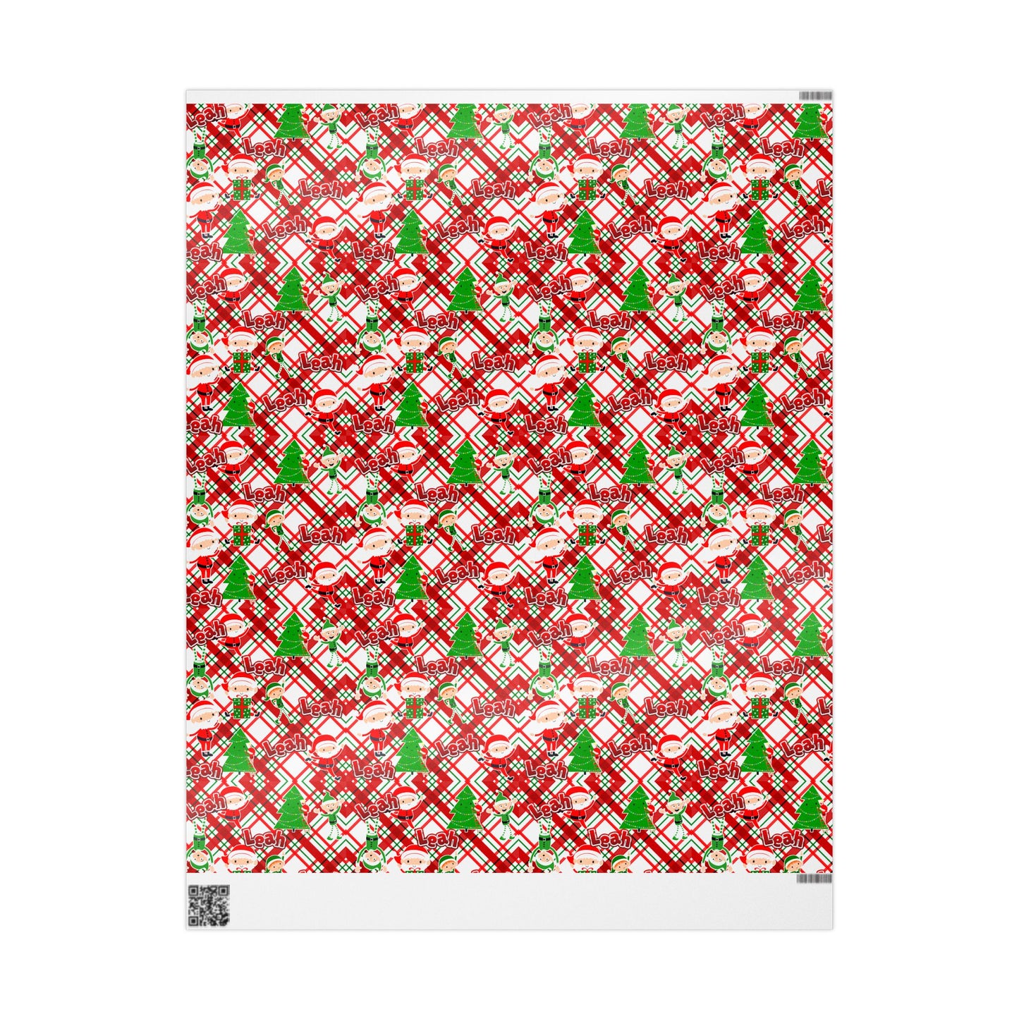 Playful Skinny Santa & Elves Christmas Custom Wrapping Paper (Leah)