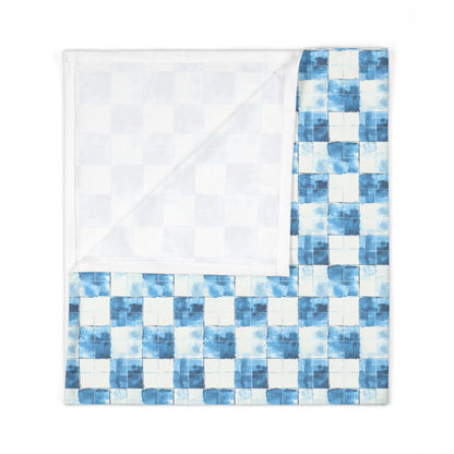 Cozy Blue Checkered Baby Swaddle Blanket