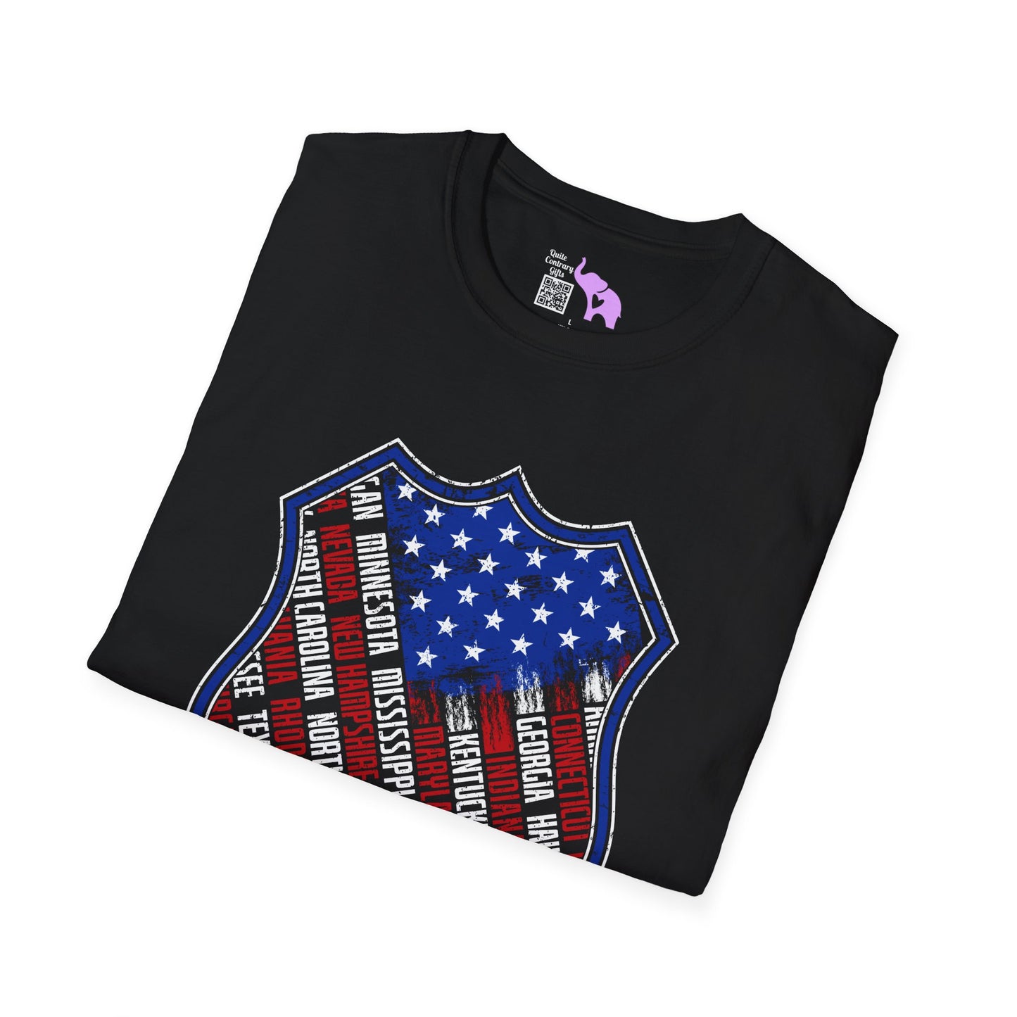 Badge-Shaped American Flag w/States Adult T-Shirt