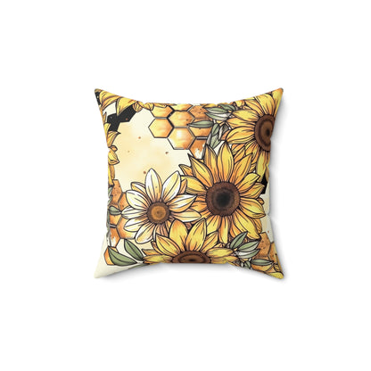 Honeycombs & Sunflowers Throw Pillow
