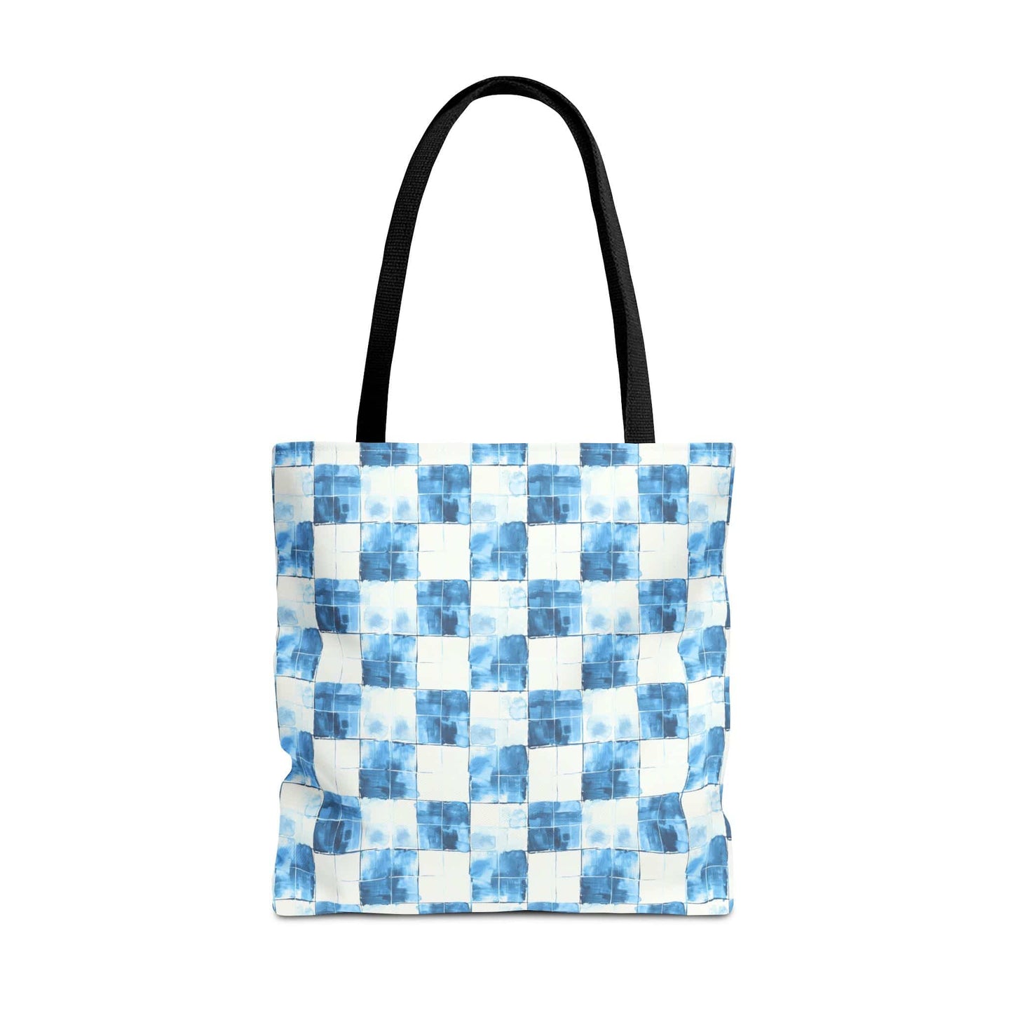 Cozy Blue Checkered Canvas Tote Bag
