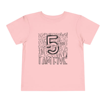 I Am Five Typography Toddler Tee