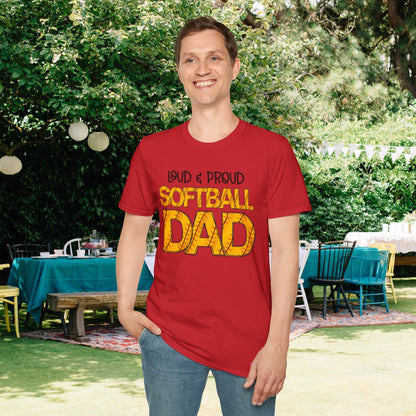 Loud & Proud Softball Dad Adult T-shirt
