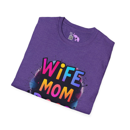 Wife Mom Boss (Primary Colors) Adult T-shirt