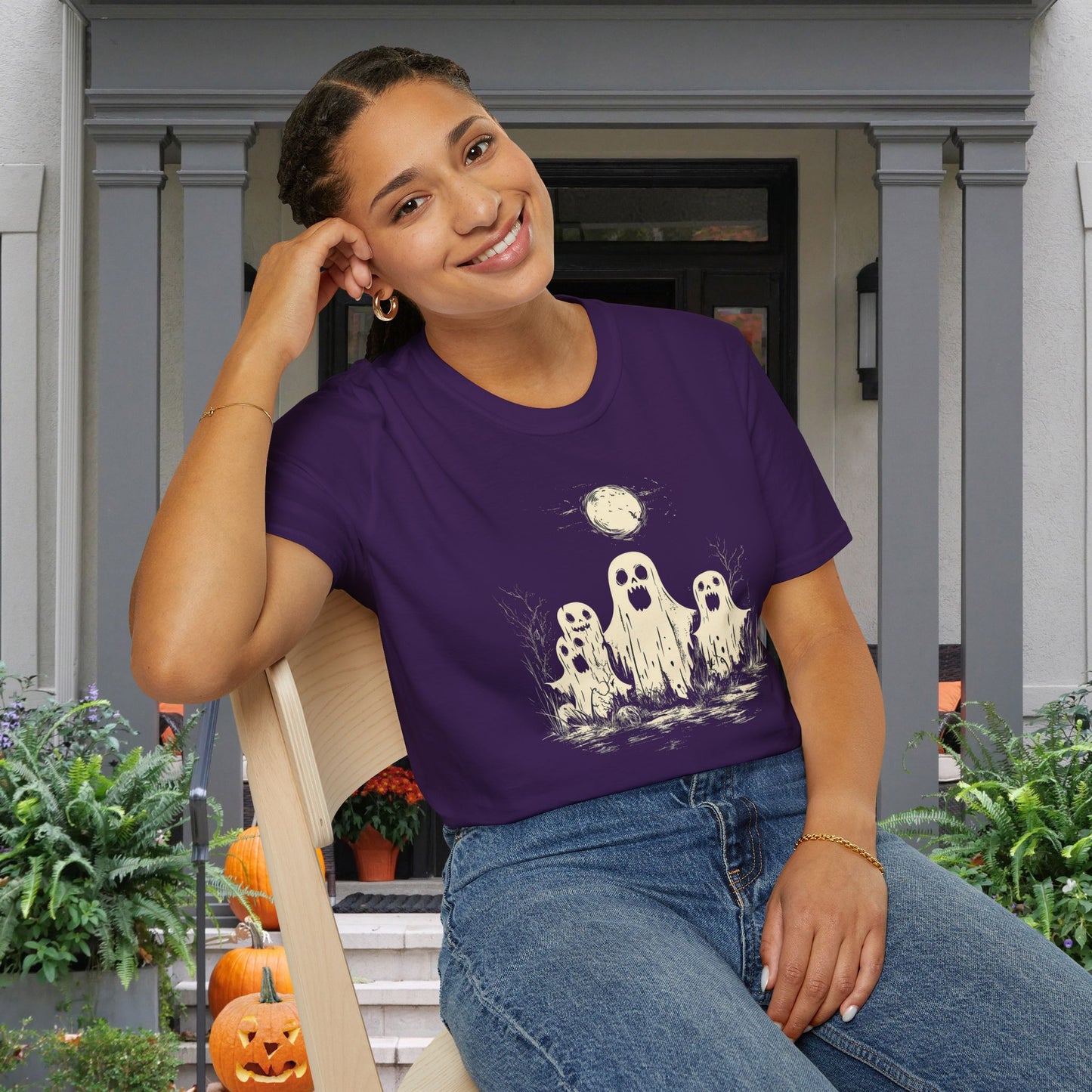 Creepy Ghost Trio Adult T-shirt