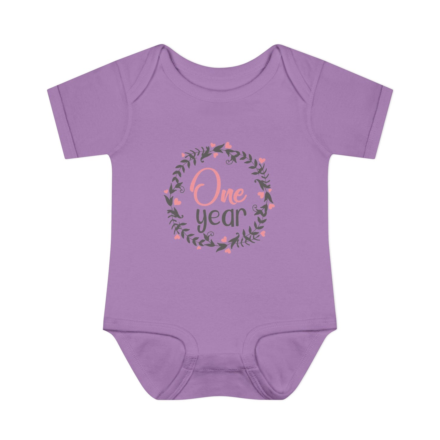 Pink Milestone Wreath Onesie-One Year