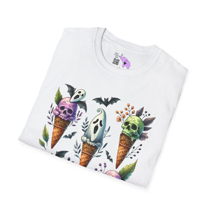 Ice Cream Cones w/Pumpkins and Ghost Adult  T-shirt