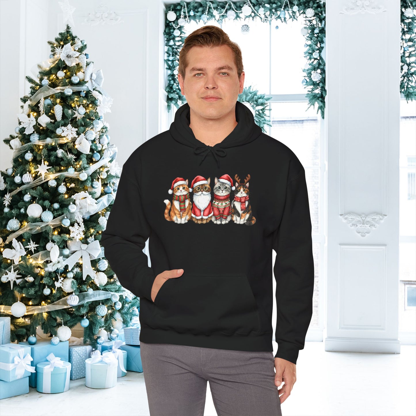 Santa Claus Cats Adult Heavy Blend™ Hooded Sweatshirt