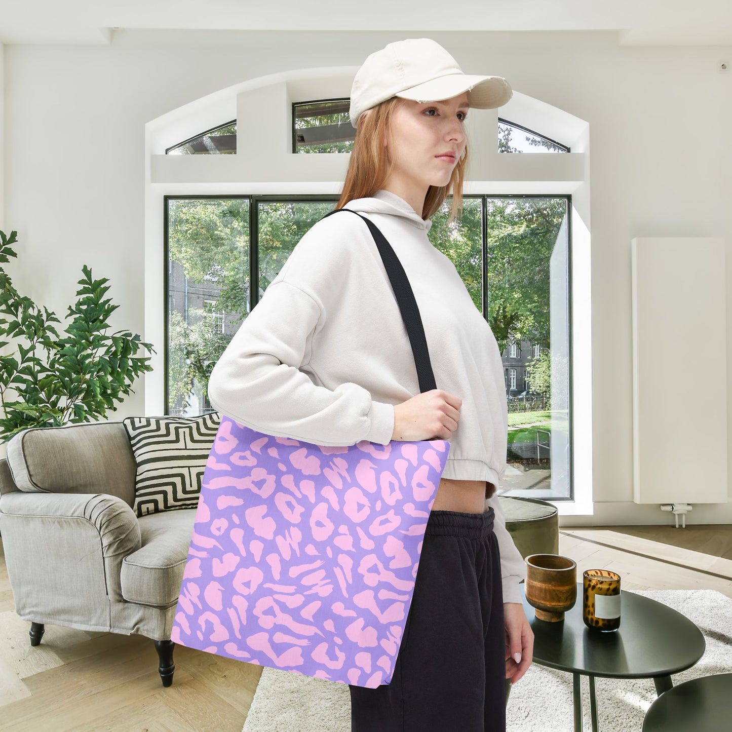 Cotton Candy Cheetah Print Canvas Tote Bag