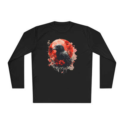 Creepy Raven with Full Moon Adult Long Sleeve Tee