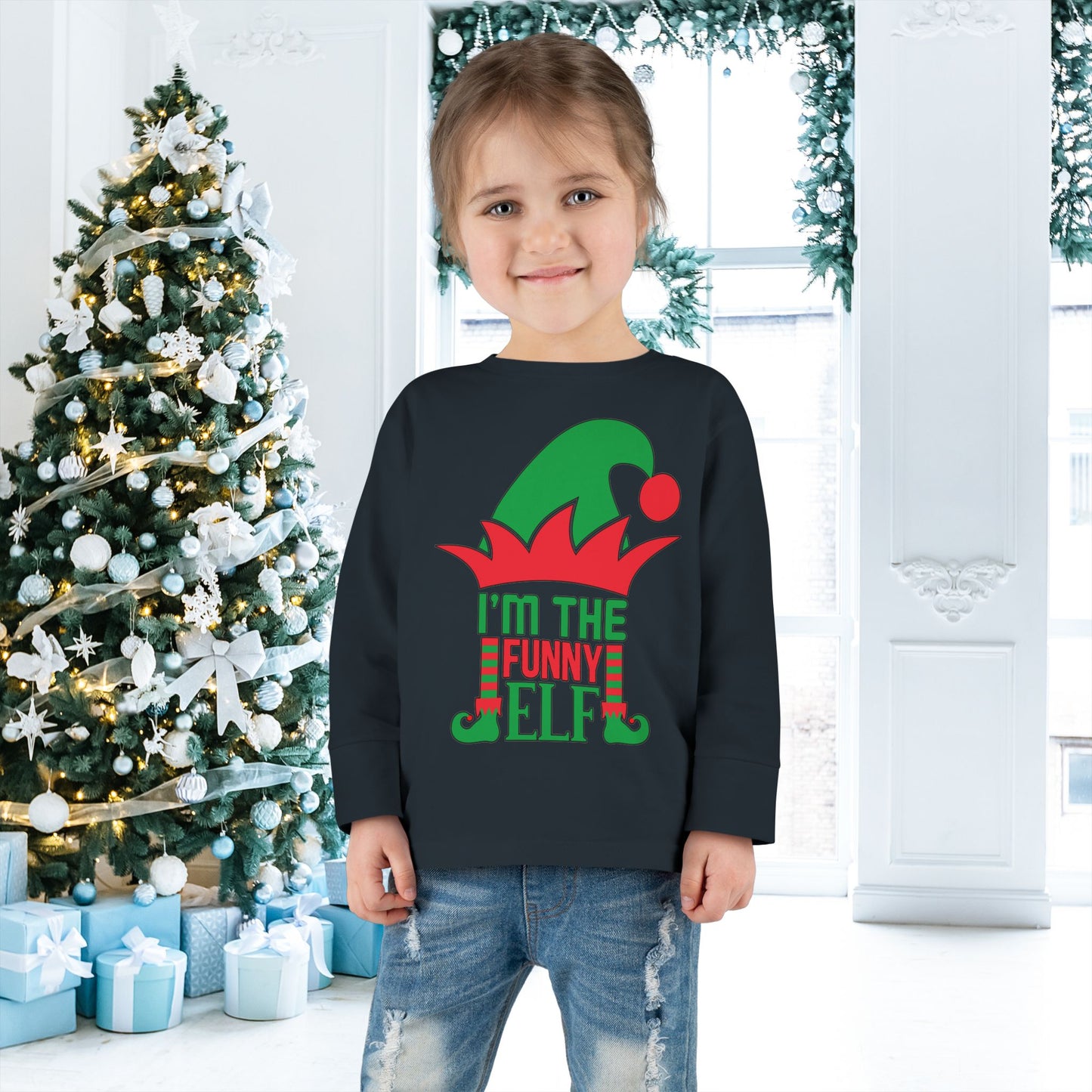 I'm The Funny Elf Toddler Long Sleeve Tee