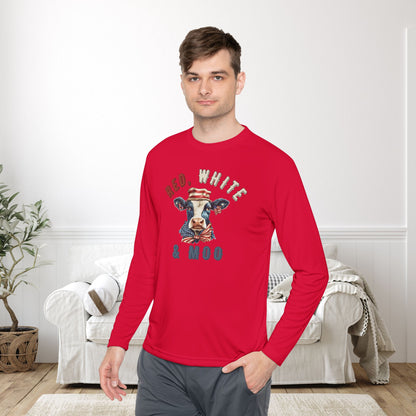 Red, White, & Moo Adult Long Sleeve Tee