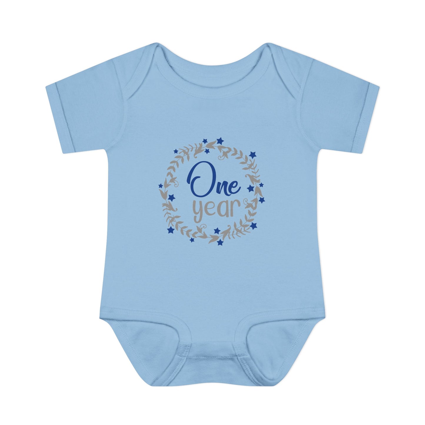 Blue Milestone Wreath Onesie-One Year