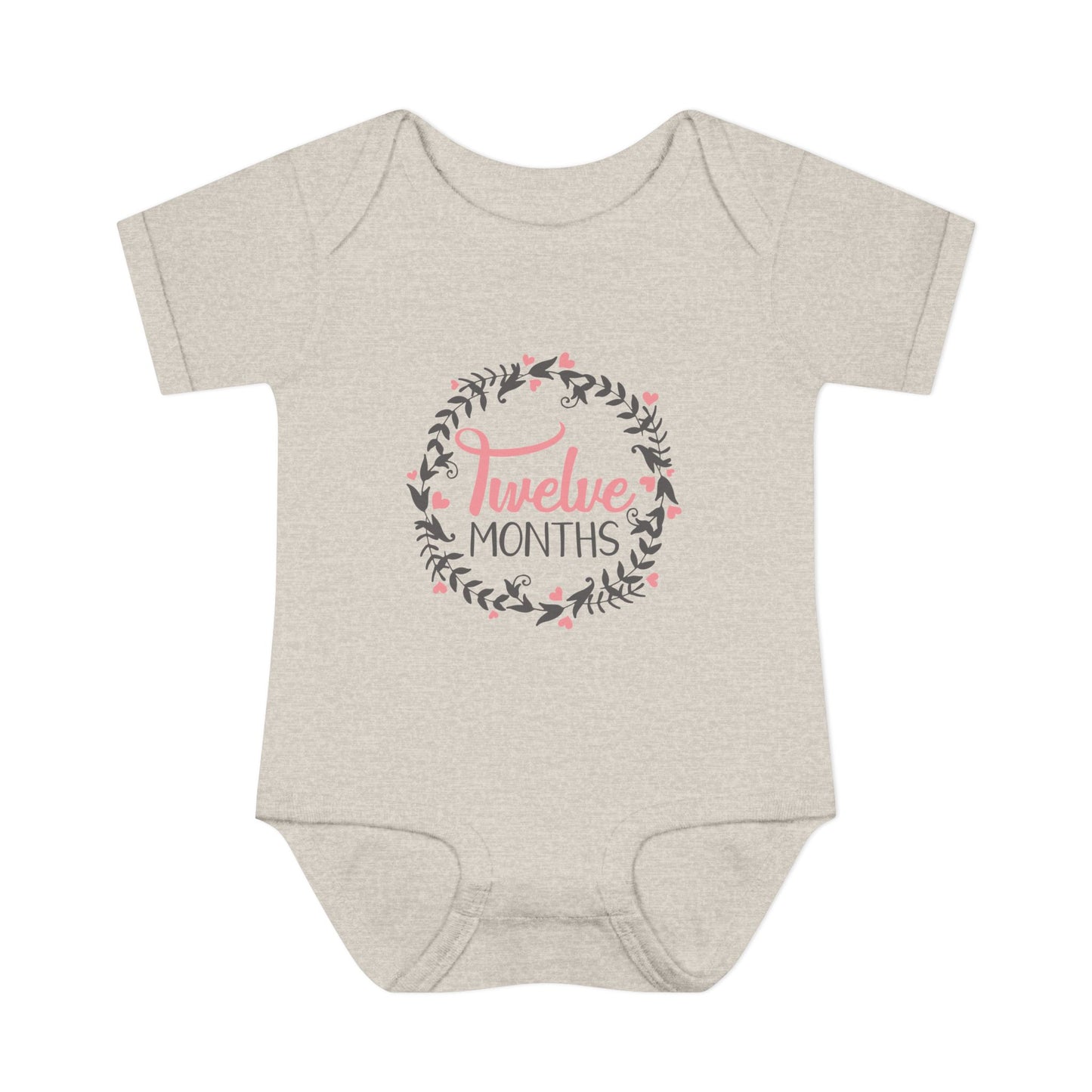 Pink Milestone Wreath Onesie-Twelve Months