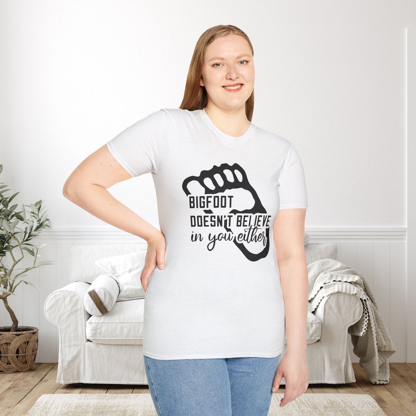 Bigfoot Doesn't Believe In You Either Adult T-shirt