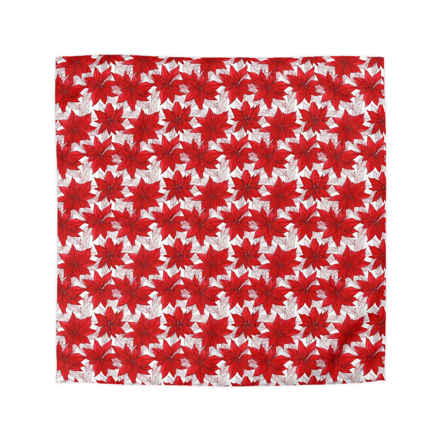 Crimson Poinsettia Sketch Microfiber Duvet Cover