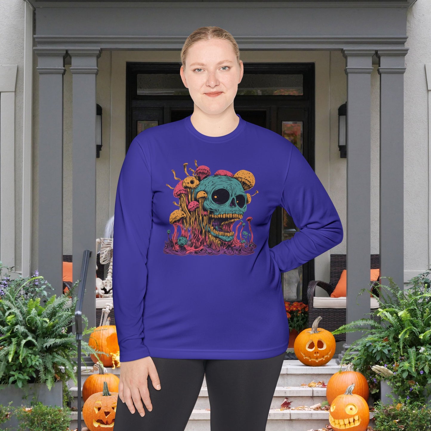 Creepy Mushroom Skull Adult Long Sleeve Tee