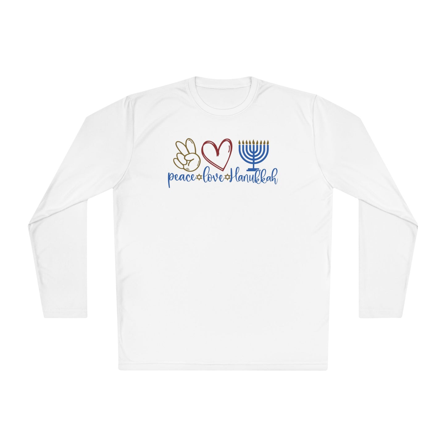 Peace Love Hanukkah Adult Long Sleeve Tee