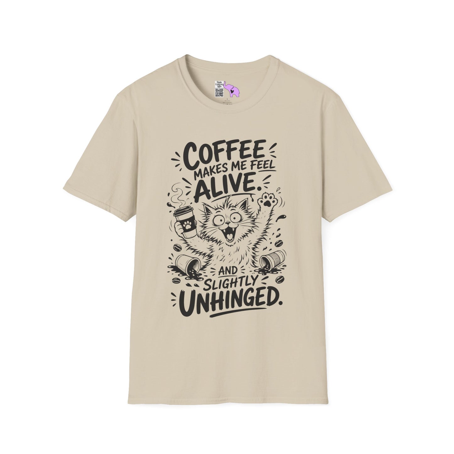 ""Coffee Makes Me Feel Alive and Slightly Unhinged (Cat) Adult T-shirt