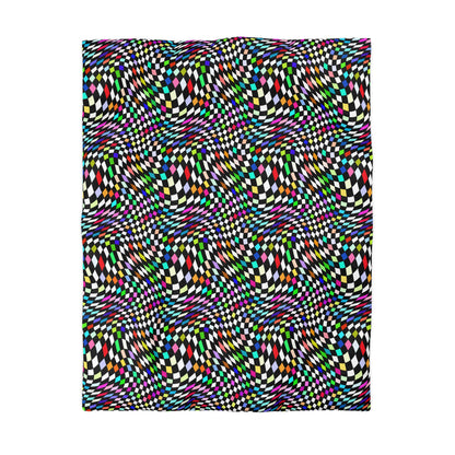 Warped Colorful Checkered Microfiber Duvet Cover