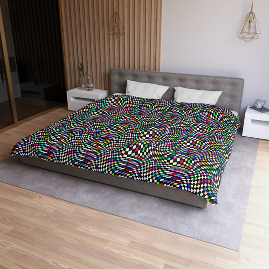 Warped Colorful Checkered Duvet Bedding Set