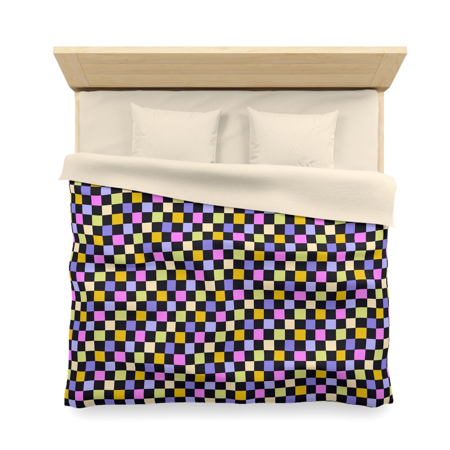 Joyful Checkerboard Microfiber Duvet Cover