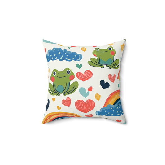 Ribbit Rainbows Throw Pillow