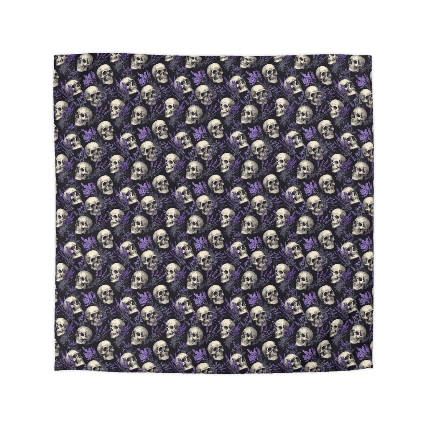 Midnight Lavender Skulls Microfiber Duvet Cover
