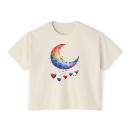 Colorful Heart Moon Women's Boxy Tee