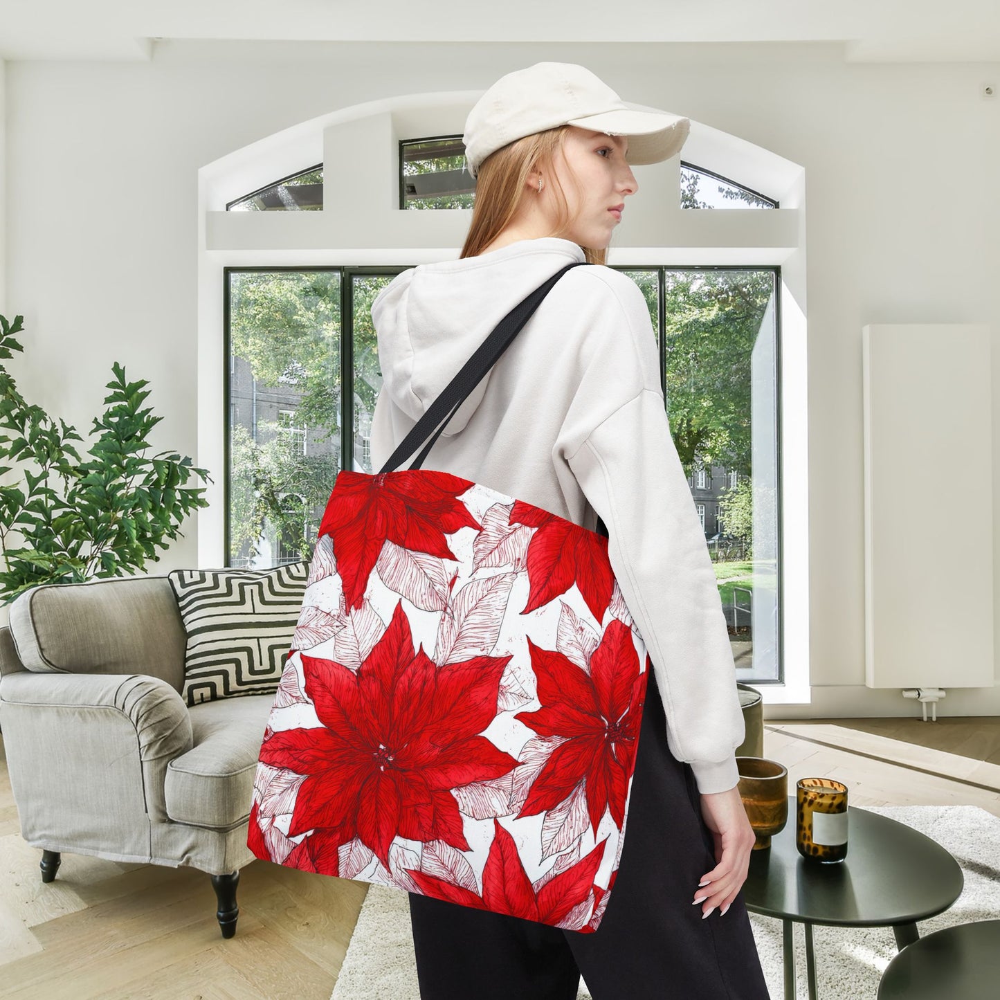Christmas Blossom Sketch Canvas Tote Bag