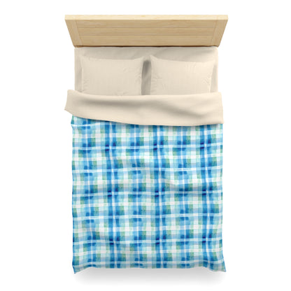 Ocean Sunset Plaid Microfiber Duvet Cover