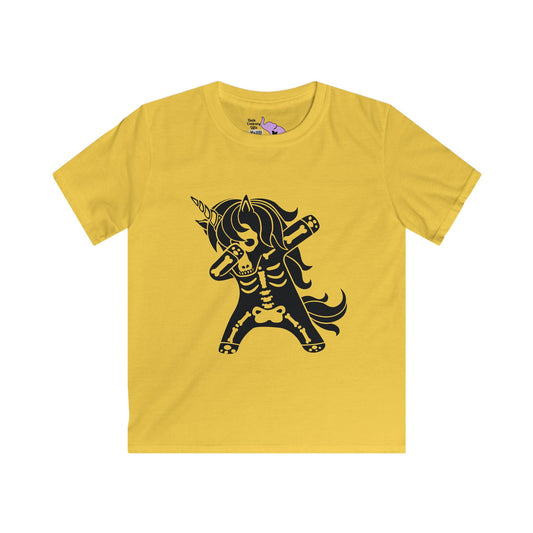 Dabbing Unicorn Skeleton Youth Softstyle Tee