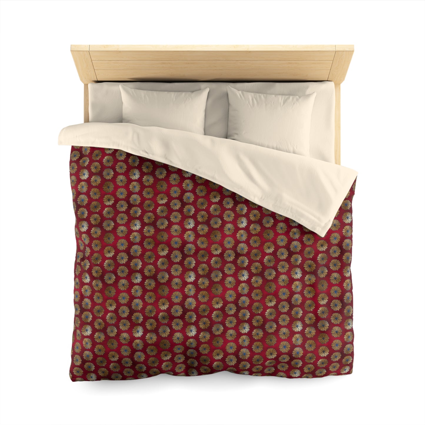 Majestic Crimson Daisies Microfiber Duvet Cover