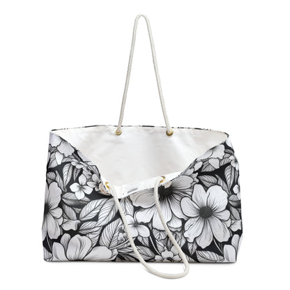 Black & White Forget-Me-Nots Weekender Bag
