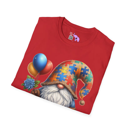 Autism Awarness Gnome w/Balloons Adult T-shirt