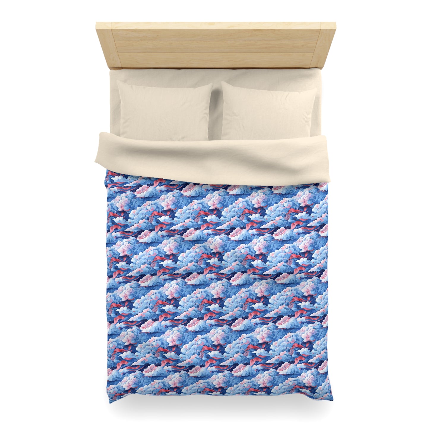 Azure Kumo Flow Microfiber Duvet Cover