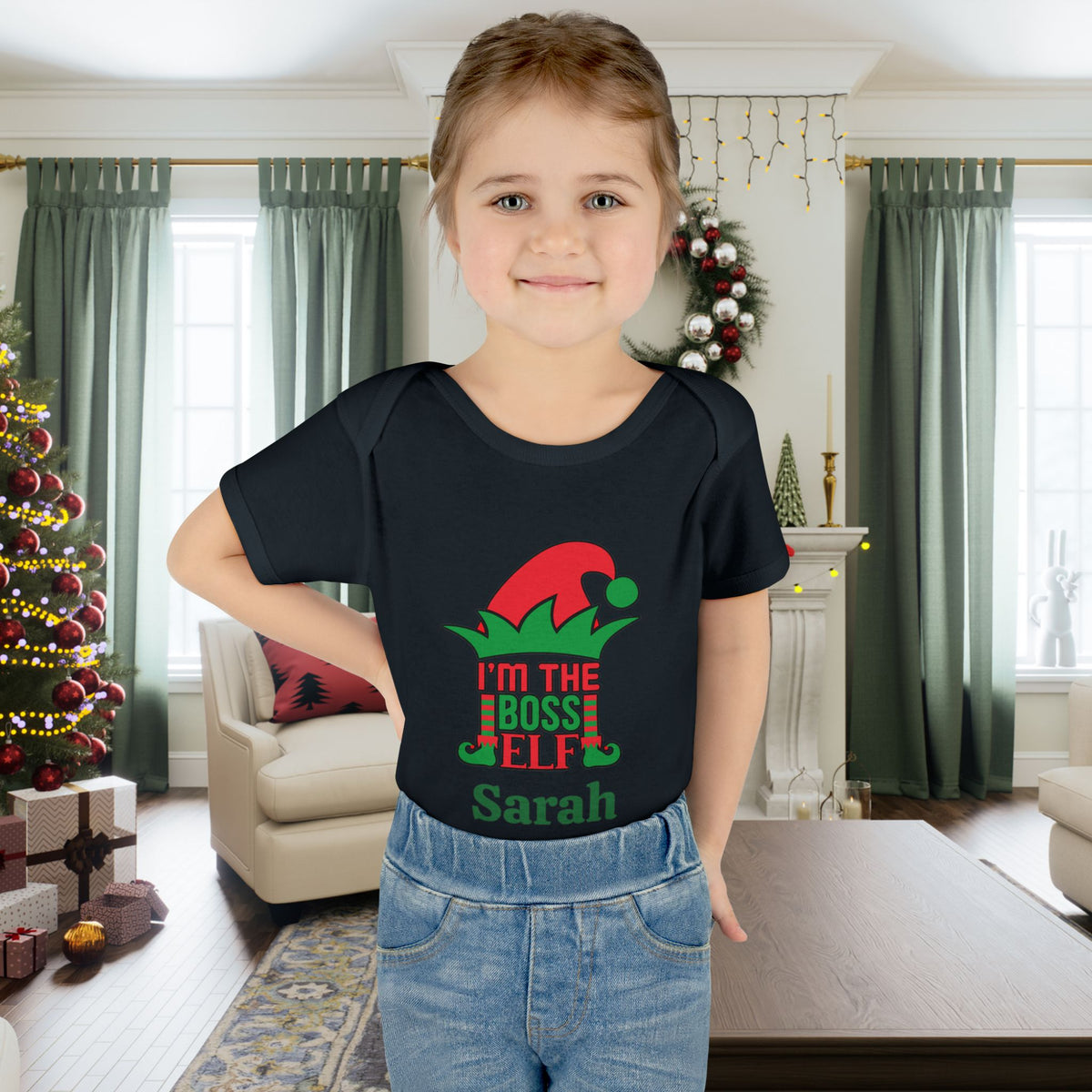 I'm The Boss Elf Personalized Infant Baby Rib Bodysuit