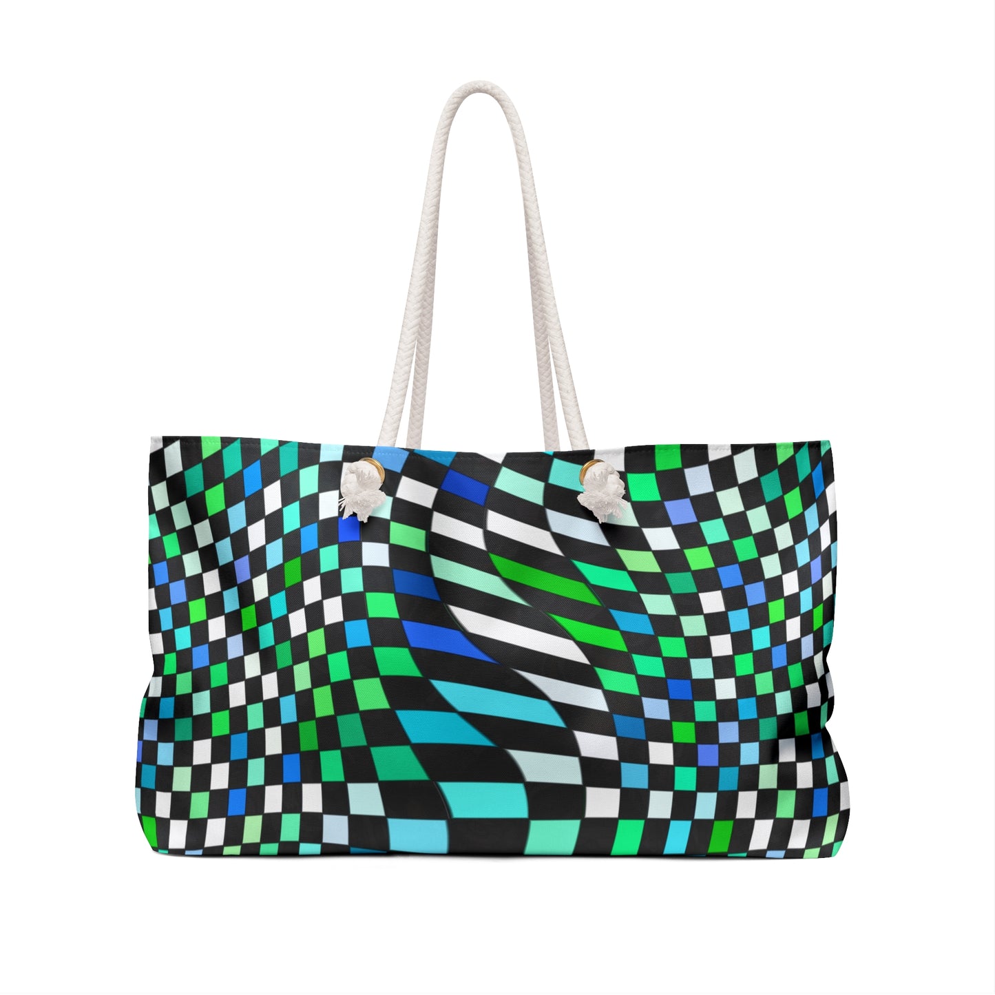 Warped Green Checkered Weekender Bag