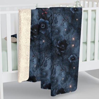 Black Roses & Vines Sherpa Fleece Blanket