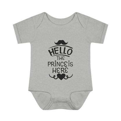 Hello The Prince Is Here Infant Baby Rib Bodysuit