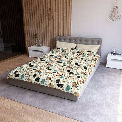 Whiskered Wonders Microfiber Duvet Cover