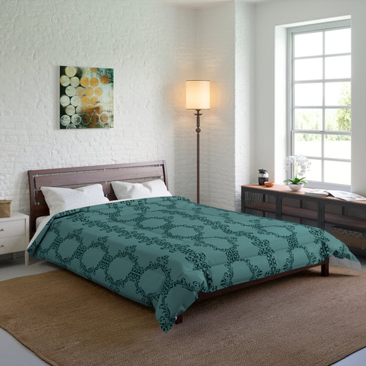 Teal Lace Pattern Basic Bedding Set