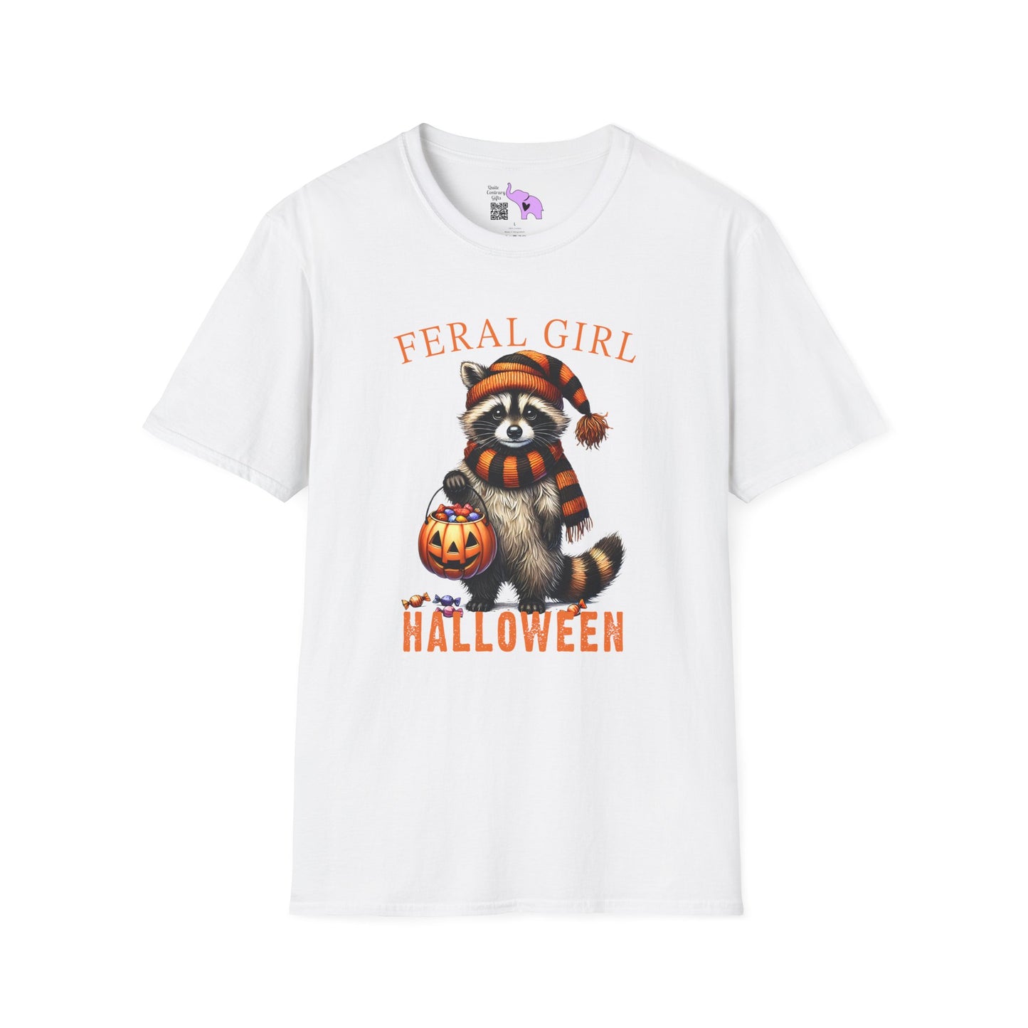 Feral Girl Halloween Racoon Adult T-shirt