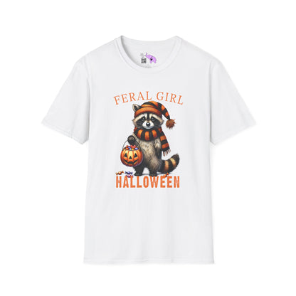 Feral Girl Halloween Racoon Adult T-shirt