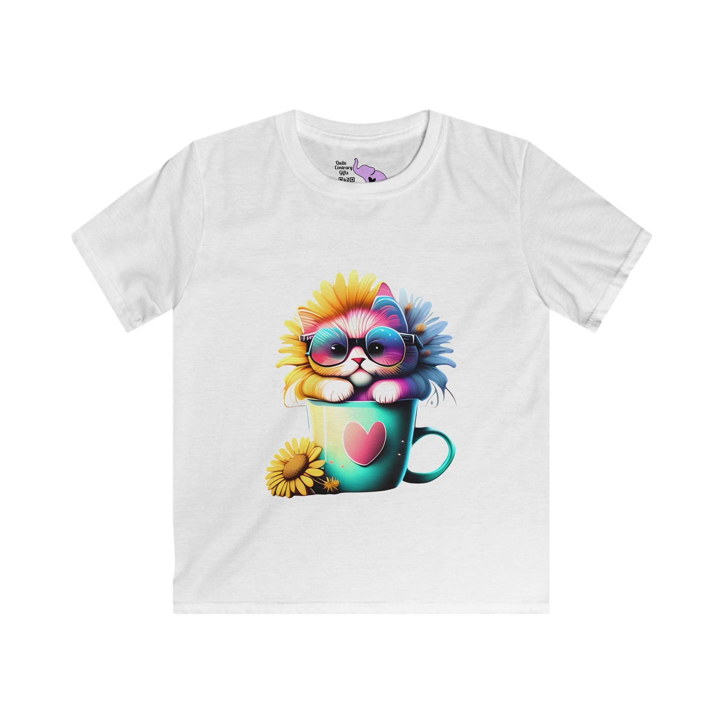 Cool Sunflower Kitten 2 Youth Softstyle Tee