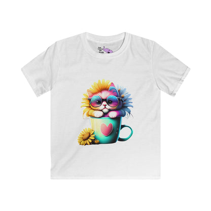 Cool Sunflower Kitten 2 Youth Softstyle Tee