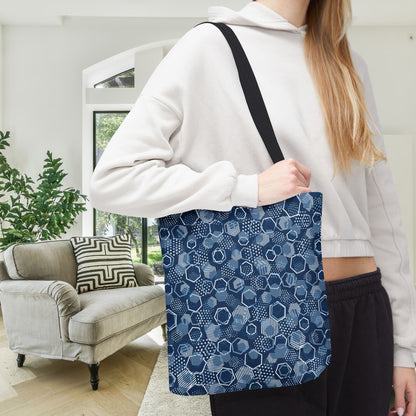 Blue Hexagons Canvas Tote Bag