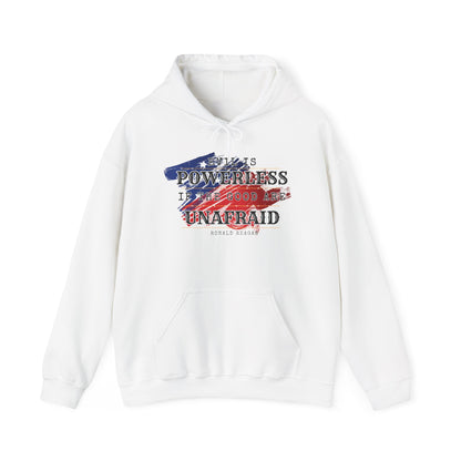 Evil is Powerless if the Good Are Unafraid - Ronald Reagan Heavy Blend™ Hooded Sweatshirt