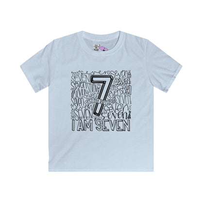 I Am Seven Typography Youth Softstyle Tee