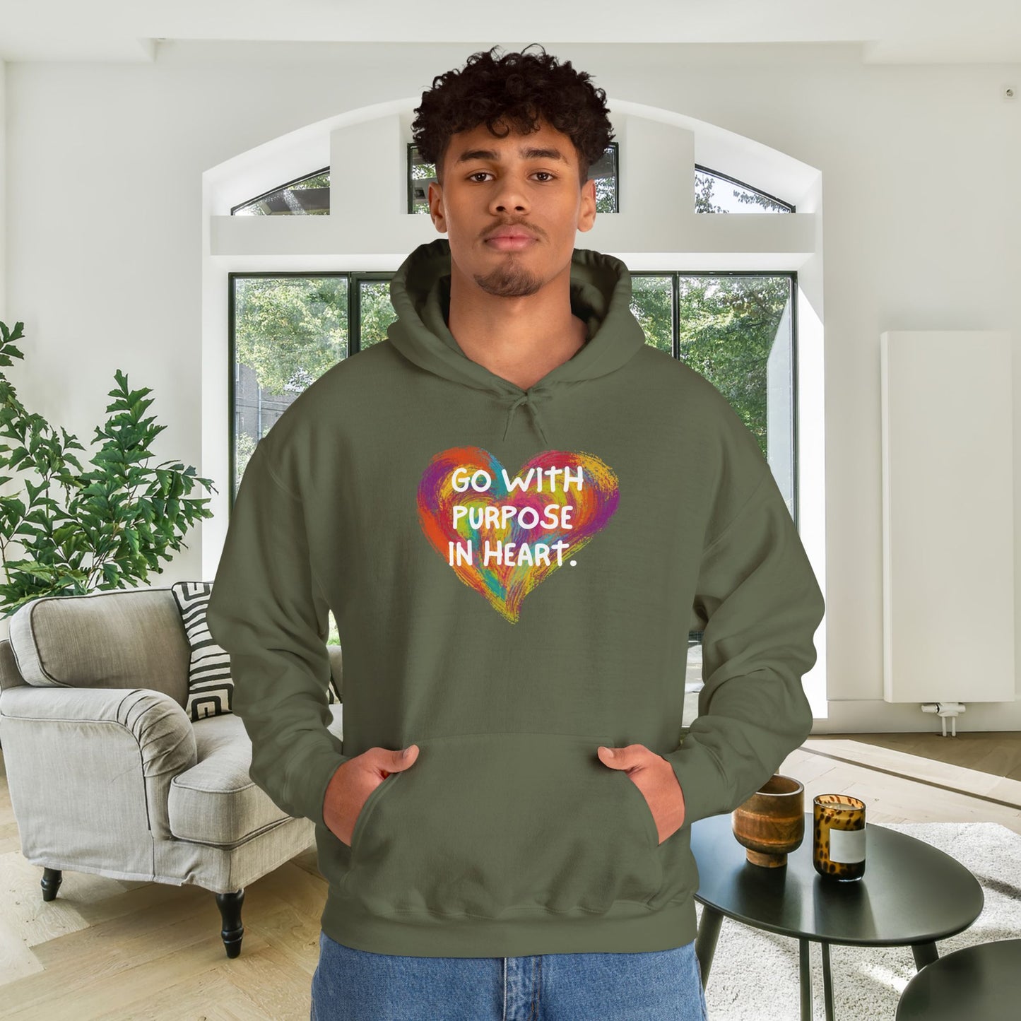Go With Purpose In Heart Heavy Blend™ Hooded Sweatshirt